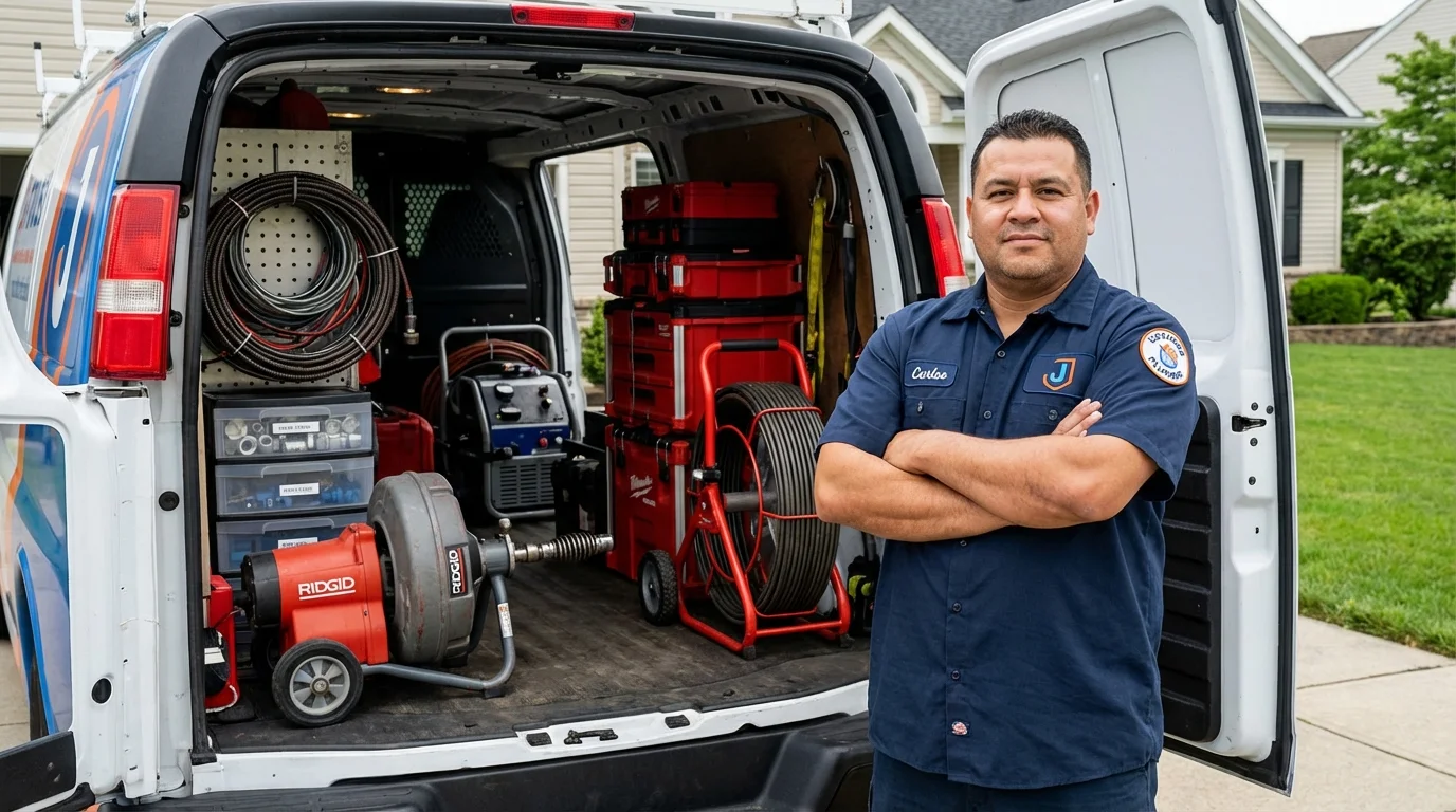 Professional drain cleaning equipment and Johns Plumbing LLC plumber in Cowan