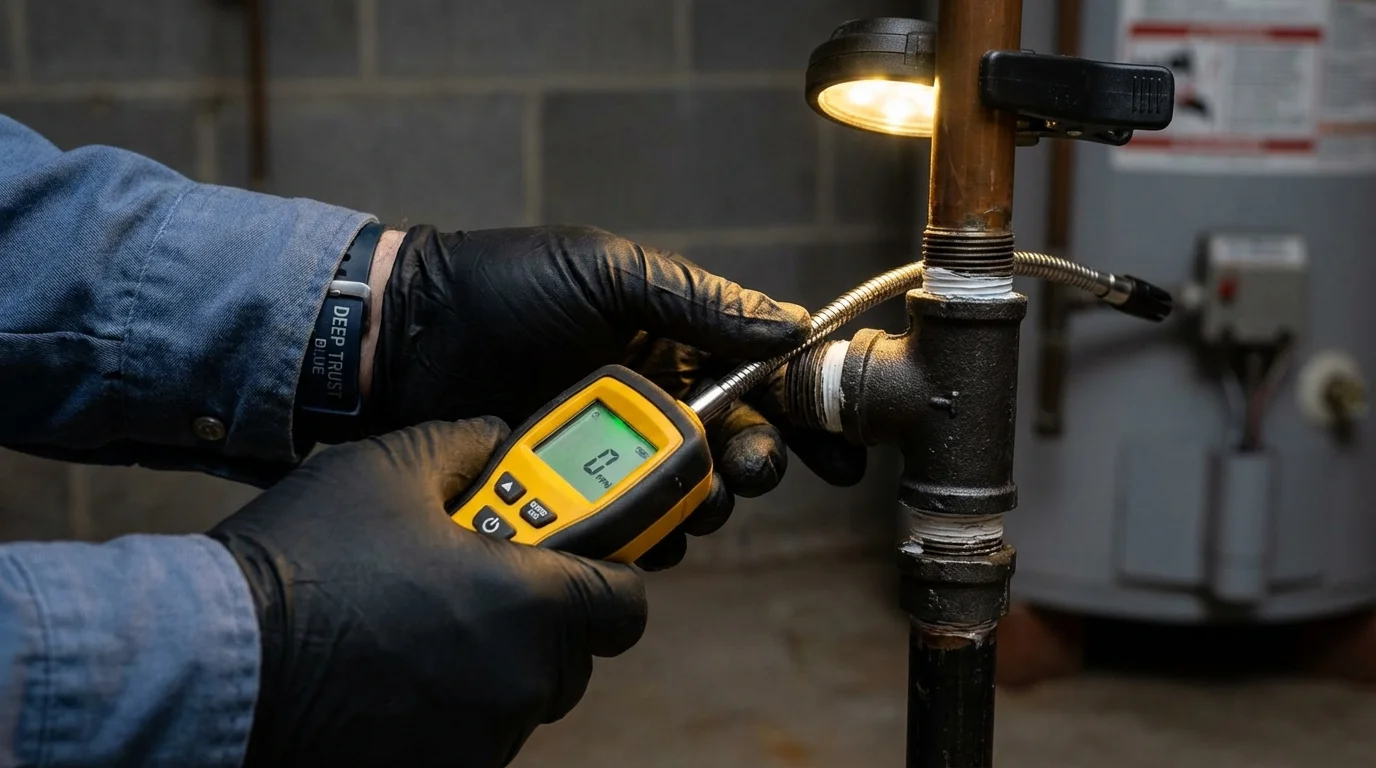 Gas leak detection with electronic sniffer by Johns Plumbing LLC in Cowan